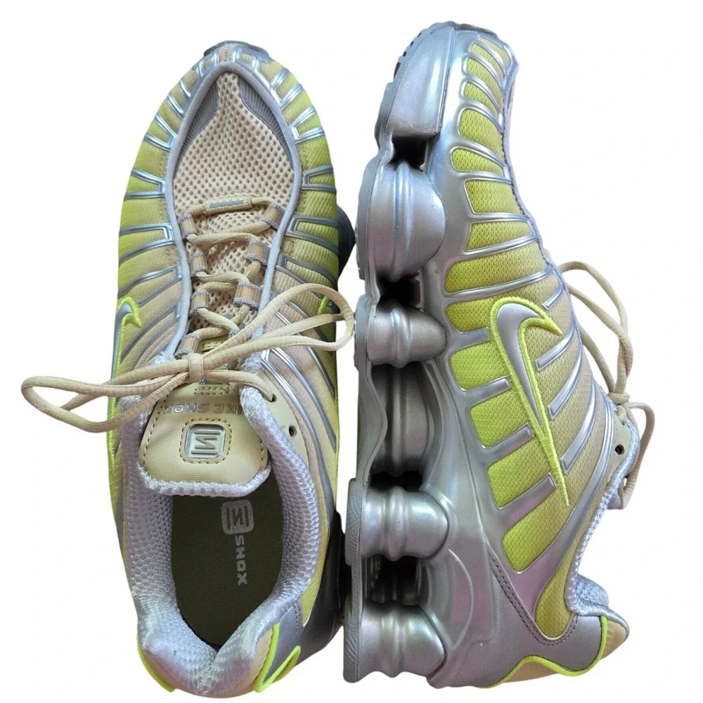 Nike Shox TL Sneakers Women 7.5 Silver Lime Green New IH1336-700 Metallic